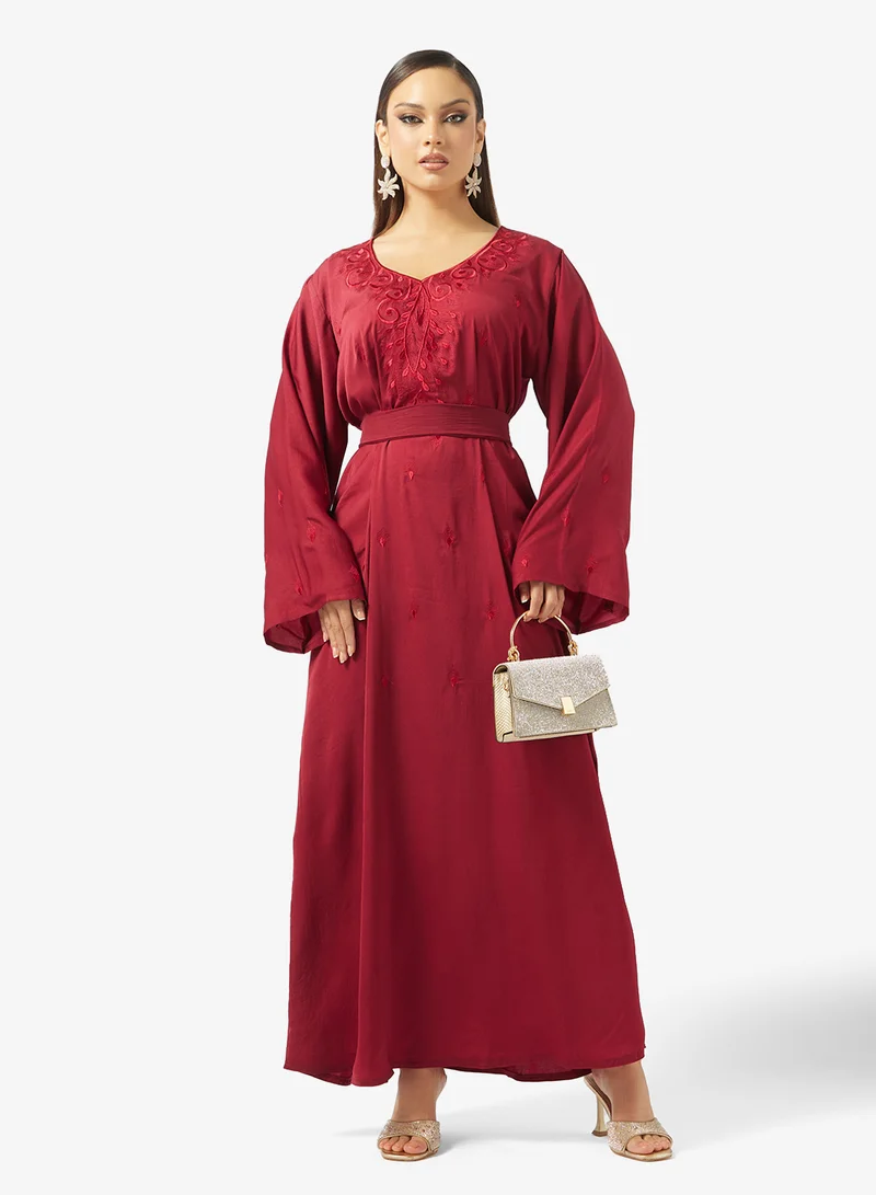hayas closet  Embroidered Belted Jalabiya for Women | Best Price UAE